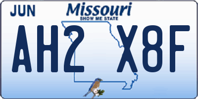 MO license plate AH2X8F
