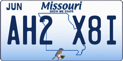 MO license plate AH2X8I