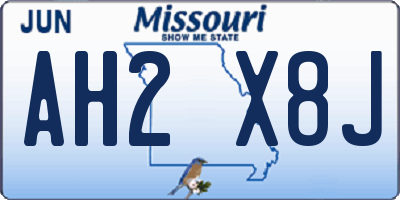 MO license plate AH2X8J