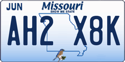 MO license plate AH2X8K