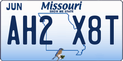MO license plate AH2X8T