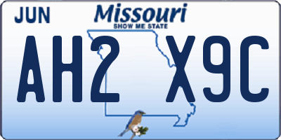 MO license plate AH2X9C
