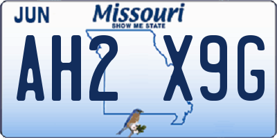 MO license plate AH2X9G