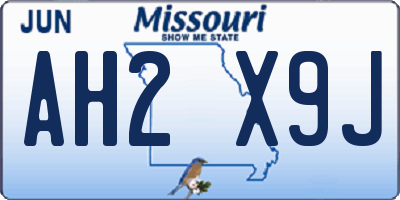 MO license plate AH2X9J