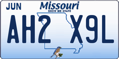 MO license plate AH2X9L