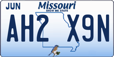 MO license plate AH2X9N