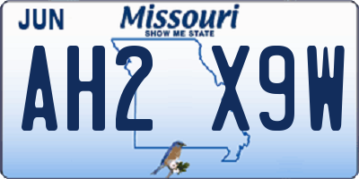 MO license plate AH2X9W