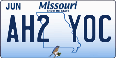 MO license plate AH2Y0C