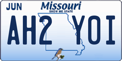 MO license plate AH2Y0I