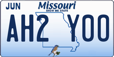 MO license plate AH2Y0O