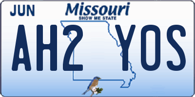 MO license plate AH2Y0S