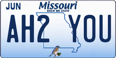 MO license plate AH2Y0U