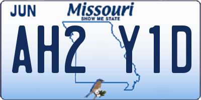 MO license plate AH2Y1D