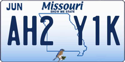 MO license plate AH2Y1K