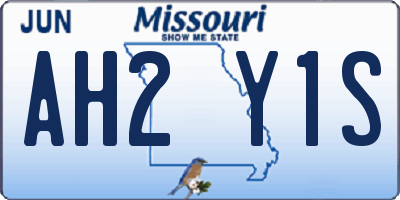 MO license plate AH2Y1S
