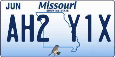 MO license plate AH2Y1X
