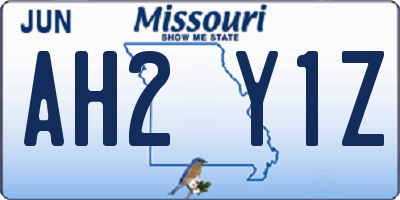 MO license plate AH2Y1Z