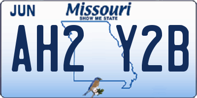 MO license plate AH2Y2B