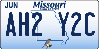 MO license plate AH2Y2C