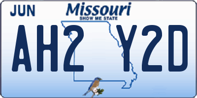 MO license plate AH2Y2D