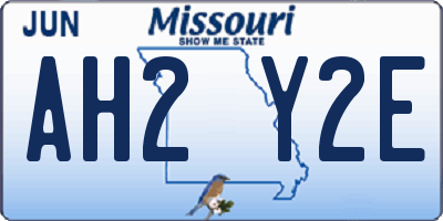 MO license plate AH2Y2E