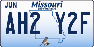 MO license plate AH2Y2F