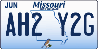 MO license plate AH2Y2G