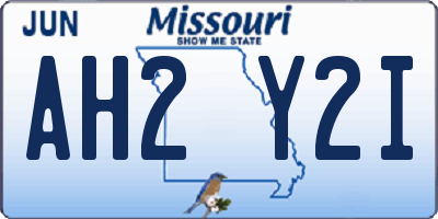 MO license plate AH2Y2I