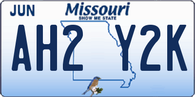 MO license plate AH2Y2K