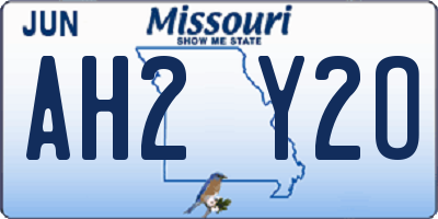 MO license plate AH2Y2O
