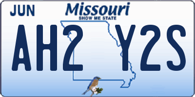 MO license plate AH2Y2S