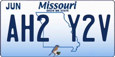 MO license plate AH2Y2V