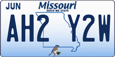 MO license plate AH2Y2W
