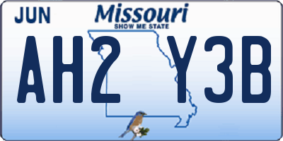 MO license plate AH2Y3B