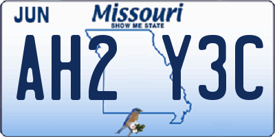 MO license plate AH2Y3C