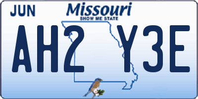 MO license plate AH2Y3E