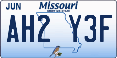 MO license plate AH2Y3F