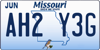 MO license plate AH2Y3G