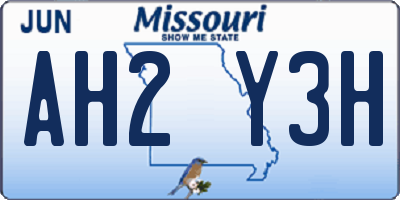 MO license plate AH2Y3H
