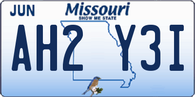 MO license plate AH2Y3I