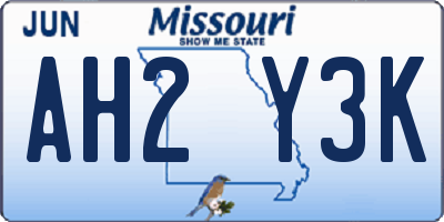 MO license plate AH2Y3K