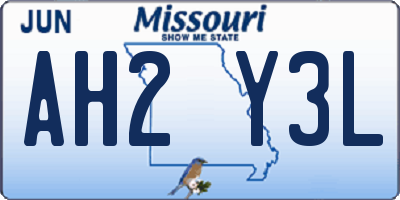 MO license plate AH2Y3L