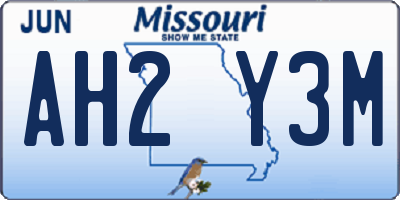 MO license plate AH2Y3M