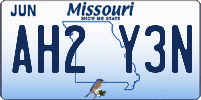MO license plate AH2Y3N