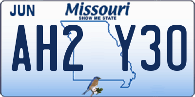 MO license plate AH2Y3O
