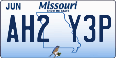 MO license plate AH2Y3P
