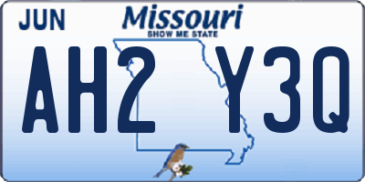 MO license plate AH2Y3Q