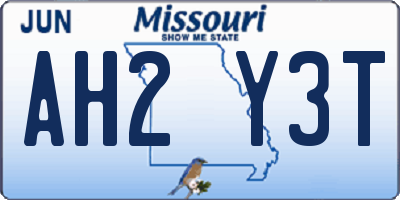 MO license plate AH2Y3T