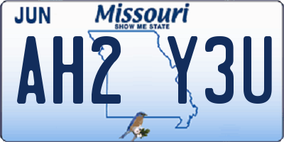 MO license plate AH2Y3U