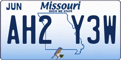 MO license plate AH2Y3W